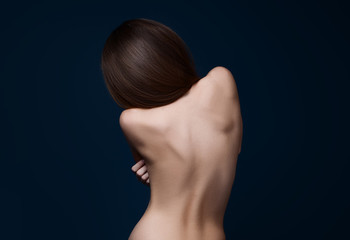 Beautiful thin naked female body perfect shape.
