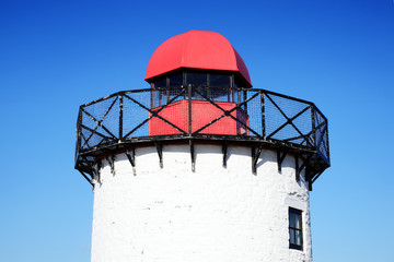 Lighthouse at Burry Port, Carmarthenshire, Wales, near the Gower Peninsula at the Loughor Estuary