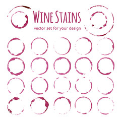 Set of red wine stains