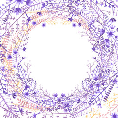 Watercolor hand drawn leaves