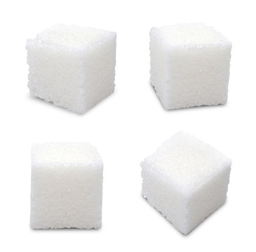 Set Of Sugar Cubes On White Background