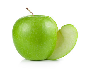 green apple on white background