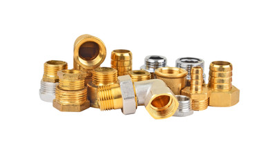 Plumbing fitting and tubulure, isolated on white background