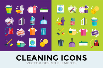 Cleaning icons vector set clean service