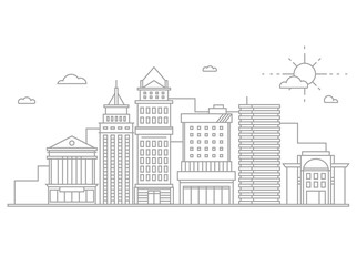 Fototapeta premium Big city business center skyscrapers megapolis buildings in