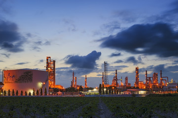 Landscape of Oil refinery at twilight
