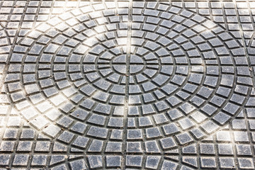 Details of  design stone floor tiles in the park