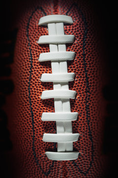 American Football Laces And Texture, Macro View