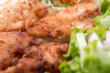 Close up of fried chicken - selective focus