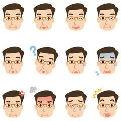 中年男性の表情　顔アイコン