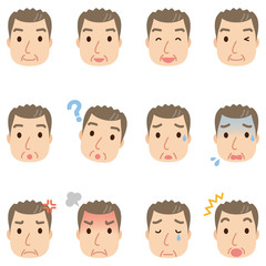 中年男性の表情　顔アイコン