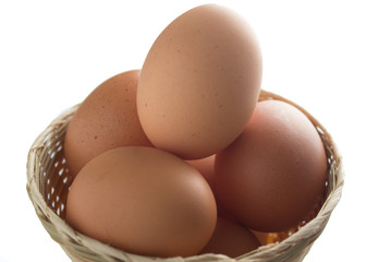 full of eggs in bamboo basket