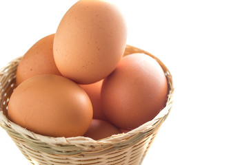 full of eggs in bamboo basket