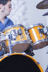 Fototapeta na wymiar drum set and drummer