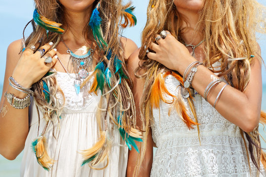 hippie girls close up