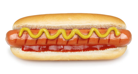 Hot dog grill with mustard 