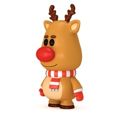 Christmas deer with red nose wear scarf and mittens