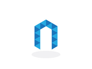 N Letter Blue Geometric Logo