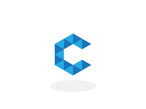 c Letter Blue Geometric Logo