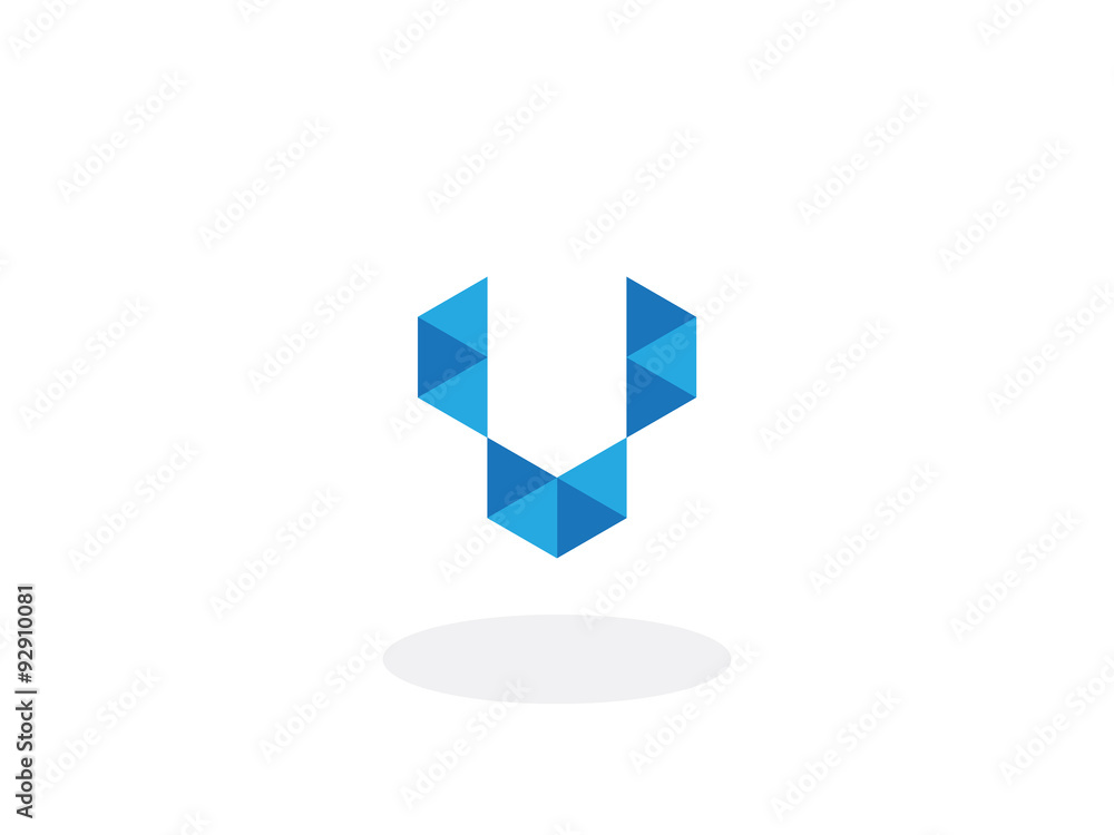 Sticker v Letter Blue Geometric Logo