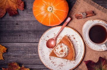 Homemade Pumpkin Pie for Thanksgiving.