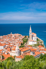 Fototapeta premium Panorama of beautiful Piran, Slovenia