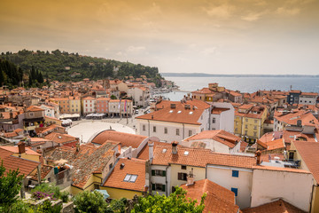 Panorama of beautiful Piran, Slovenia