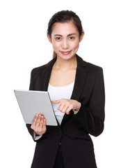 Young businesswoman use of the tablet pc