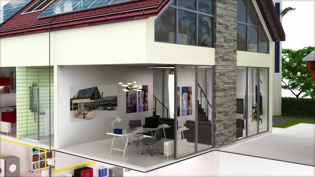 Flug ins "Energiehaus" (Endlosschleife)