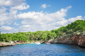 Obraz premium Beautiful beach bay azure sea water. Majorca island, Spain