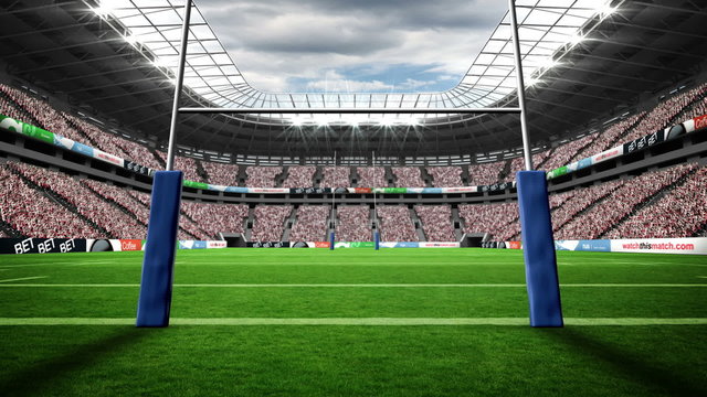 View of a rugby stadium with cloudy weather