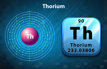 Symbol and electron diagram for Thorium © blueringmedia