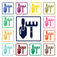 Rakes and shovel icon