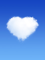 White Clouds In Shape Of Heart on Blue Sky