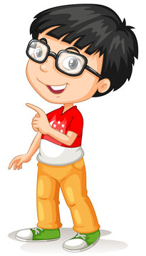 Asian boy wearing glasses