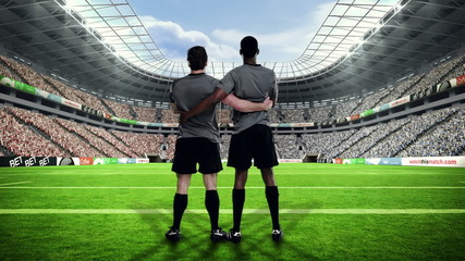 Serious rugby players singing anthem - Powered by Adobe