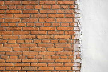 Wall with brick and white color cement