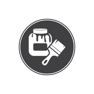 Bottle with glue and brush icon