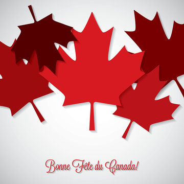 Overlay leaf Canada Day card in vector format.