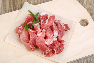 Raw pork meat pieces