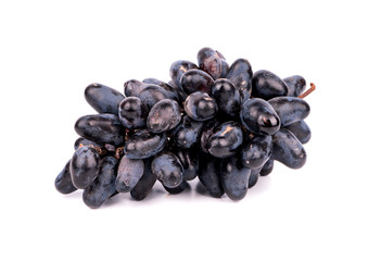 Bunch of fresh black grapes on a white background