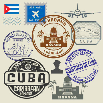 Travel stamps set