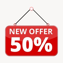 Commerce concept, New offer 50%, red sign
