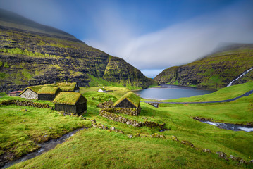 Village of Saksun, Faroe Islands, Denmark - obrazy, fototapety, plakaty