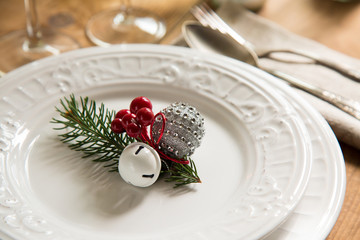Christmas ornaments for table setting
