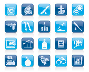Mafia, Gangster and organized criminality activity icons - vector icon set