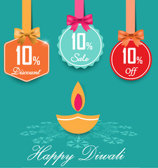 Set of 10% sale and discount flat color labels with bows and ribbons Style Sale Tags Design, 10 off