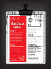 Christmas party invitation restaurant. Food flyer.