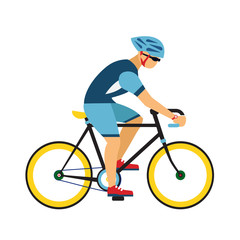 Man with helmet ride by road bicycle. sport flat illustration.