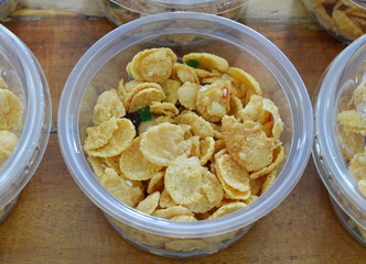 cornflakes on circle plastic cup
